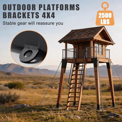 4 Pcs Deer Stand Brackets 4x4, Heavy Duty Deer Blind Brackets, Outdoor Angle Bracket for Outdoor Hunting Platforms, Lookouts, Shooting Platform, Tree Houses,Observation Decks (Black) in Saudi Arabia