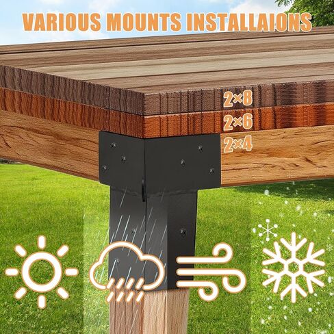 4 Pcs Deer Stand Brackets 4x4, Heavy Duty Deer Blind Brackets, Outdoor Angle Bracket for Outdoor Hunting Platforms, Lookouts, Shooting Platform, Tree Houses,Observation Decks (Black) in Saudi Arabia