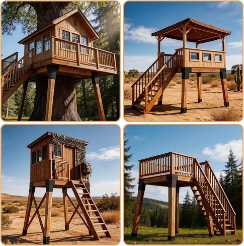 4 Pcs Deer Stand Brackets 4x4, Heavy Duty Deer Blind Brackets, Outdoor Angle Bracket for Outdoor Hunting Platforms, Lookouts, Shooting Platform, Tree Houses,Observation Decks (Black) in Saudi Arabia