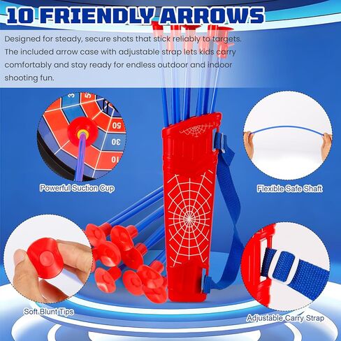 مجموعة القوس والسهم للأطفال، مجموعة الرماية مع قوس مضيء LED و10 سهام كأس شفط وجعبة سهم وهدف، لعبة صيد رياضية داخلية في الهواء الطلق، هدية عيد ميلاد للأولاد والبنات in Kuwait