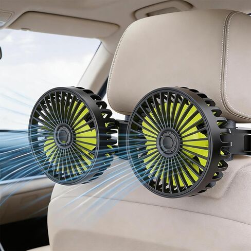 Car Fans for Backseat Kids, Car Fans Dual Head that Blow Cold Air, Cooling USB Back Seat 3 Speed 360 Degree Rotatable Headrest Fan, Adjustable Clip Vehicles Rear Seat Air Fan in Saudi Arabia