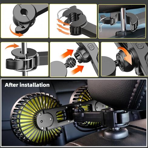 Car Fans for Backseat Kids, Car Fans Dual Head that Blow Cold Air, Cooling USB Back Seat 3 Speed 360 Degree Rotatable Headrest Fan, Adjustable Clip Vehicles Rear Seat Air Fan in Saudi Arabia