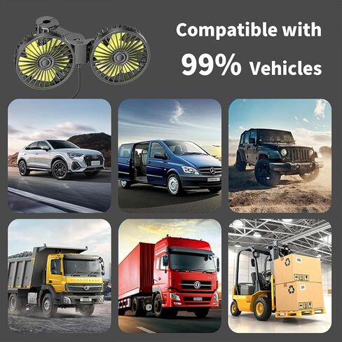 Car Fans for Backseat Kids, Car Fans Dual Head that Blow Cold Air, Cooling USB Back Seat 3 Speed 360 Degree Rotatable Headrest Fan, Adjustable Clip Vehicles Rear Seat Air Fan in Saudi Arabia