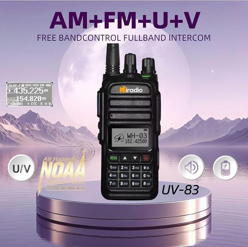 Y23UV-83 راديو احترافي ثنائي الاتجاه، 128 قناة UHF VHF جهاز اتصال لاسلكي محمول مع تنبيه الطقس NOAA، وضع الاستعداد المزدوج، VOX، راديو FM، شحن USB-C لموقع العمل، في الهواء الطلق in Kuwait
