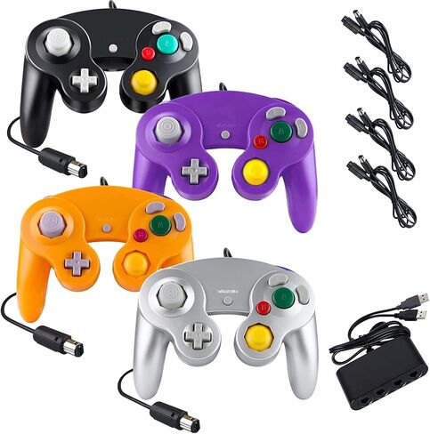 Burcica 4PCS Controllers for Gamecube, with 4 Extension Cables and 4-Port USB Adapter for Switch PC Wii U Console in Saudi Arabia