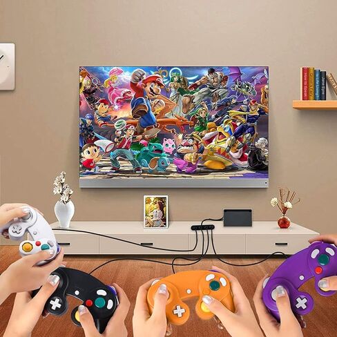 Burcica 4PCS Controllers for Gamecube, with 4 Extension Cables and 4-Port USB Adapter for Switch PC Wii U Console in Saudi Arabia