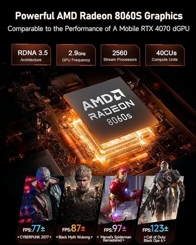 كمبيوتر صغير Beelink، GTR9 Pro AMD Ryzen AI Max+ 395 وحدة المعالجة المركزية (126 قطعة)، ذاكرة وصول عشوائي 128 جيجابايت، 2 تيرابايت SSD حاسم، كمبيوتر صغير 10 جيجا بايت ثنائي LAN/WiFi 7+BT5.4/8K شاشة رباعية/USB4.0 * 2/فتحة بطاقة SD/DeepSeek 70B in Saudi Arabia