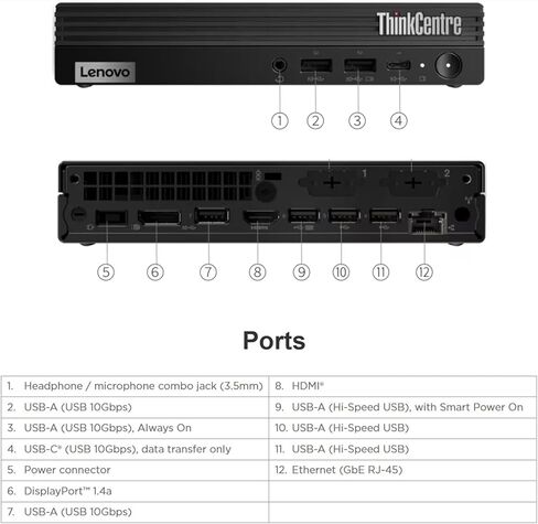 Lenovo ThinkCentre M75q Gen 5 Tiny Business Desktop (AMD Ryzen 5 8500GE (> Intel i7-12700T), 16GB DDR5, 512GB SSD, Radeon 740M Graphics) MFF, Mini PC, DisplayPort, HDMI, Ethernet, Wi-Fi 6E, Win 11 Pro in Saudi Arabia