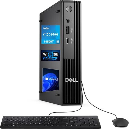Dell Pro Micro Business Desktop (OptiPlex MFF Next-Gen), Intel Core I5-14500T, up to 4.8GHz, 16GB DDR5 RAM, 512GB SSD, WiFi 6E, Bluetooth, Windows 11 Pro, HDMI, DisplayPort, Wired KB&Mouse in Saudi Arabia