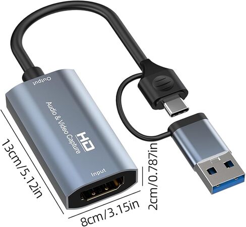 USB 3.0 HDMI Video Capture Card 1080P 60FPS Capture Device with USB C for PC Mac Tablet Camera in Saudi Arabia