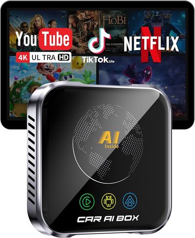 محول CarPlay اللاسلكي Magic AI Box، التوصيل والتشغيل السريع لصندوق فيديو السيارة، إعداد سهل، يدعم معادلات تدفق بطاقة Netflix/YouTube/TF والمزيد لسيارات OEM السلكية/Android Auto Cars (رمادي تكنولوجي) in Kuwait
