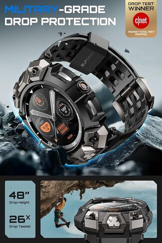 SUPCASE for Samsung Galaxy Watch 8 Classic 46mm Case with Band (Unicorn Beetle Ore), [2 Pack Screen Protector] Rugged Protective Cover with Adjustable Strap Band, Black in Saudi Arabia