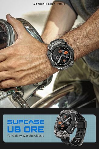 SUPCASE for Samsung Galaxy Watch 8 Classic 46mm Case with Band (Unicorn Beetle Ore), [2 Pack Screen Protector] Rugged Protective Cover with Adjustable Strap Band, Black in Saudi Arabia