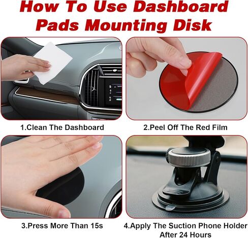 4 PCS Dashboard Pad for Suction Phone Mount, 3.23" Ultra Sticky Heat-Resistant Replacement Disc for Car Dashboard, Universal Car Dashboards Phone Holder in Saudi Arabia