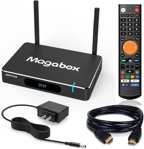 Magabox MG5 Plus, 2026 Super HD with Voice Remote, HDMI Cable, Power Cord, and User Manual in Saudi Arabia