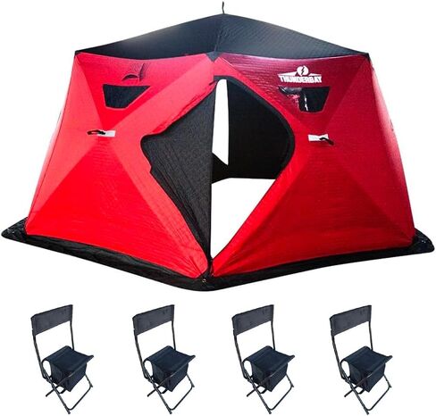 THUNDERBAY Ice Cube Series Hex-Hub 8 Man Portable Thermal Ice Shelter, 112 Square Feet of Fishable Area, Portable 8 Person Wide Bottom Insulated Ice Shelter with 4 Ice Fishing Chairs in Saudi Arabia
