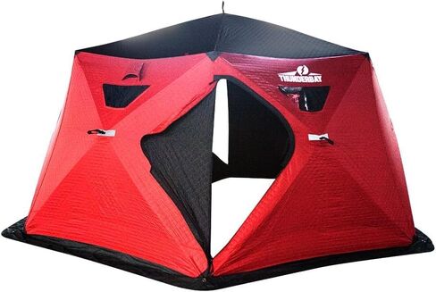 THUNDERBAY Ice Cube Series Hex-Hub 8 Man Portable Thermal Ice Shelter, 112 Square Feet of Fishable Area, Portable 8 Person Wide Bottom Insulated Ice Shelter with 4 Ice Fishing Chairs in Saudi Arabia