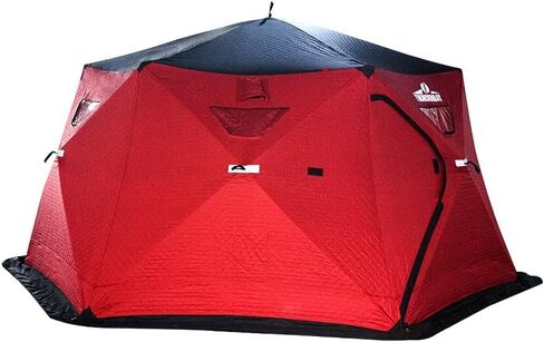 THUNDERBAY Ice Cube Series Hex-Hub 8 Man Portable Thermal Ice Shelter, 112 Square Feet of Fishable Area, Portable 8 Person Wide Bottom Insulated Ice Shelter with 4 Ice Fishing Chairs in Saudi Arabia