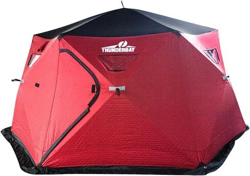 THUNDERBAY Ice Cube Series Hex-Hub 8 Man Portable Thermal Ice Shelter, 112 Square Feet of Fishable Area, Portable 8 Person Wide Bottom Insulated Ice Shelter with 4 Ice Fishing Chairs in Saudi Arabia
