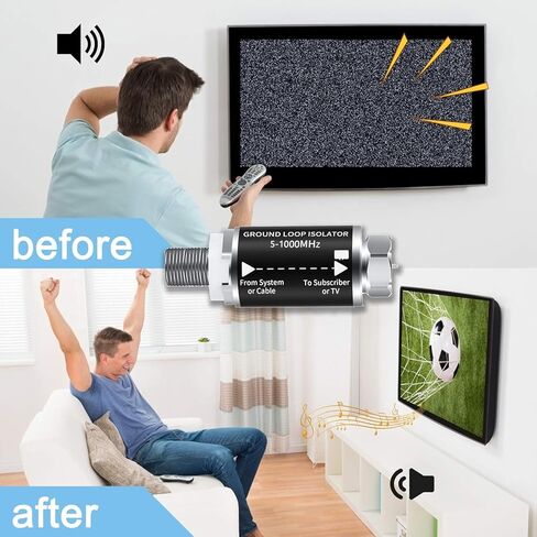 Ground Loop Isolator - Cable TV Audio Isolation Transformer,Hum Buzz TV,Noise Eliminator. in Saudi Arabia