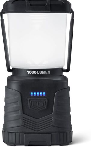 Amazon Basics Camping Essentials Lantern, 360-Degree 1000 Lumen LED, Adjustable Dimmable with 4 Lighting Modes, Water Resistant IPX4, Black (Batteries Not Included) in Saudi Arabia