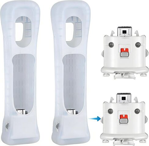 2 PCS Wii Motion Plus Adapter with Silicon Case, Motion Plus Adaptor for Nintendo Wii Remote Controller (Black) in Saudi Arabia