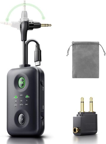 جهاز استقبال إرسال بلوتوث 5.4، محول Aux/USB-C محسّن بزاوية 180 درجة 3.5 مم للطائرة والتلفزيون وPS5 والهاتف وQualcomm aptX زمن استجابة منخفض متكيف لسماعات AirPods المزدوجة/سماعات الرأس (3 في 1) in Kuwait