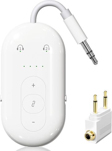Airplane Bluetooth Adapter for Earphone, Bluetooth Audio Transmitter for for 2 AirPods or Wireless Headphones, Transmitter Receiver 2 in 1 Dongle for Speaker, Car, Gym, TV in Saudi Arabia