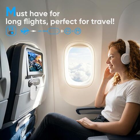 Airplane Bluetooth Adapter for Earphone, Bluetooth Audio Transmitter for for 2 AirPods or Wireless Headphones, Transmitter Receiver 2 in 1 Dongle for Speaker, Car, Gym, TV in Saudi Arabia