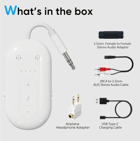 Airplane Bluetooth Adapter for Earphone, Bluetooth Audio Transmitter for for 2 AirPods or Wireless Headphones, Transmitter Receiver 2 in 1 Dongle for Speaker, Car, Gym, TV in Saudi Arabia