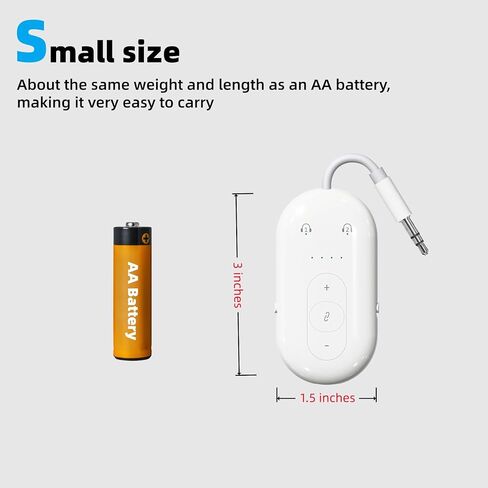 Airplane Bluetooth Adapter for Earphone, Bluetooth Audio Transmitter for for 2 AirPods or Wireless Headphones, Transmitter Receiver 2 in 1 Dongle for Speaker, Car, Gym, TV in Saudi Arabia