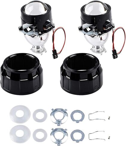Astra Depot Pair of 2.5" Bi Xenon Projector Retrofit Front Car Light Lens Angel Eyes H1 H4 DIY Kit in Saudi Arabia