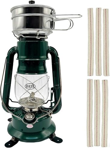 Light of Mine - Dietz #2000 Millennium Cooker Green Oil Lantern Stove Bundle Stove بما في ذلك 6 عبوات من القطن بنسبة 100%، شرائط فتيل 5/8 بوصة (#2000، GRN) in Kuwait