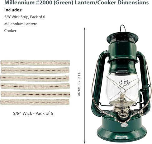 Light of Mine - Dietz #2000 Millennium Cooker Green Oil Lantern Stove Bundle Stove بما في ذلك 6 عبوات من القطن بنسبة 100%، شرائط فتيل 5/8 بوصة (#2000، GRN) in Kuwait