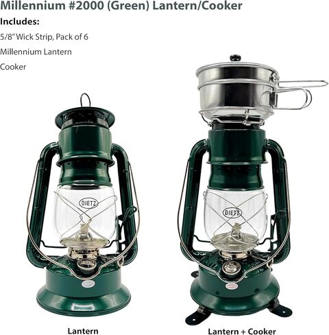 Light of Mine - Dietz #2000 Millennium Cooker Green Oil Lantern Stove Bundle Stove بما في ذلك 6 عبوات من القطن بنسبة 100%، شرائط فتيل 5/8 بوصة (#2000، GRN) in Kuwait