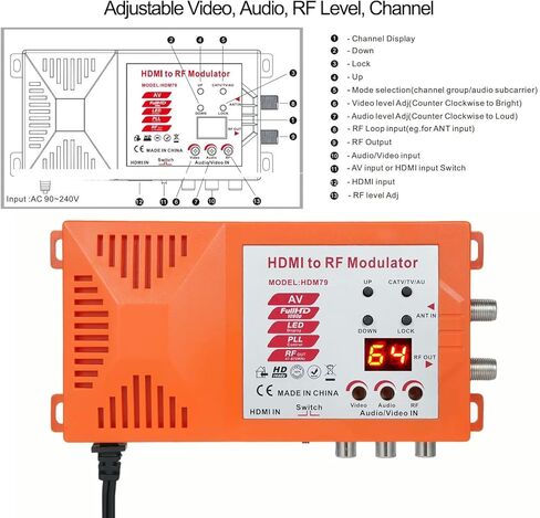 HDMI to RF Modulator, CVBS RCA to Coaxial Adapter, VHF UHF AV HDMI to RF Coaxial Converter with ANT & Channel Switch for TV PAL NTSC Format PS2 PS4 NS Xbox Game Consoles Fire Stick Cube Roku DVR in Saudi Arabia