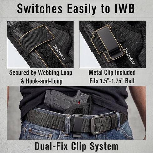SlimOmni Bodyguard 2.0 Holster Pocket & IWB Combo (جيب وحافظة IWB لـ Bodyguard 2.0)، Omni-Carry Ambidextrous، ارتفاع قابل للتعديل بالكامل وغير قادر، داعم قابل للإزالة، يتضمن مشبك معدني in Kuwait