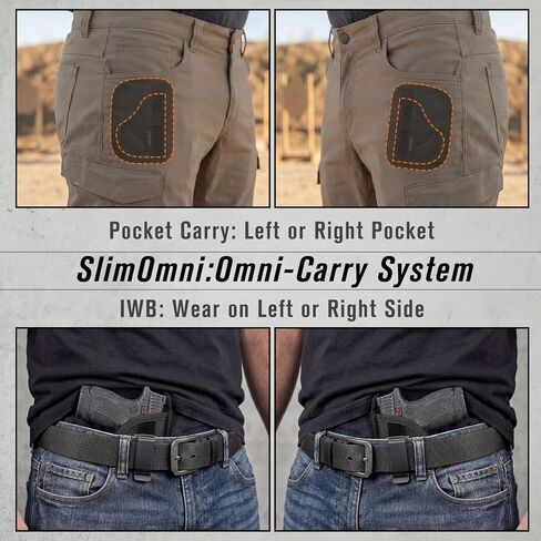 SlimOmni Bodyguard 2.0 Holster Pocket & IWB Combo (جيب وحافظة IWB لـ Bodyguard 2.0)، Omni-Carry Ambidextrous، ارتفاع قابل للتعديل بالكامل وغير قادر، داعم قابل للإزالة، يتضمن مشبك معدني in Kuwait