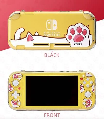 CEDER Protective Case for Nintendo Switch Lite, Pink Cat Paw Theme, Hard Polycarbonate with Tempered Glass Screen Protector and Joystick Caps in Saudi Arabia
