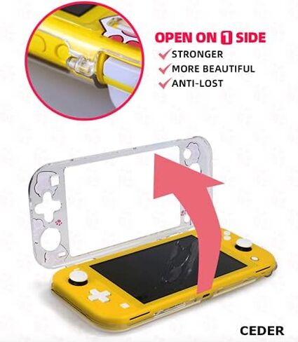 CEDER Protective Case for Nintendo Switch Lite, Pink Cat Paw Theme, Hard Polycarbonate with Tempered Glass Screen Protector and Joystick Caps in Saudi Arabia