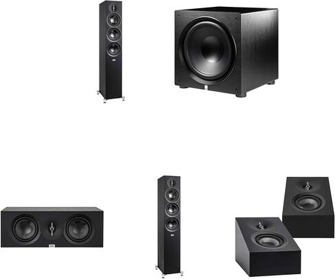 ELAC DF53-BK - مكبر صوت أرضي Debut 3.0 5.25 بوصة - أسود (زوج)، DA43-BK Debut 3.0 - DA43-BK Atmos/مكبر صوت على الحائط، مضخم صوت PS500 DC53 قناة مركزية in Kuwait