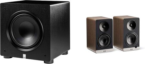 ELAC DCB41-WN - مكبرات صوت تعمل بالطاقة Debut ConneX 4.5 بوصة - جوز، زوج PS250-BK - Varro Premium 10 بوصة 250 واط مضخم صوت يعمل بالطاقة مع EQ التلقائي in Kuwait