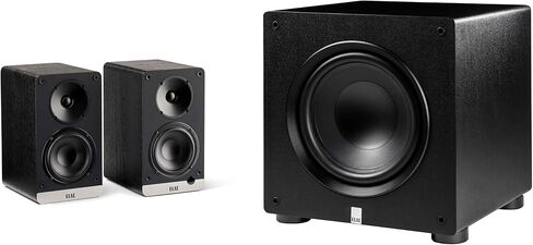 ELAC DCB41-BK - مكبرات صوت تعمل بالطاقة Debut ConneX مقاس 4.5 بوصة - أسود، زوج PS350-BK - مضخم صوت Varro Premium مقاس 12 بوصة بقدرة 350 وات مع تقنية EQ التلقائية in Kuwait