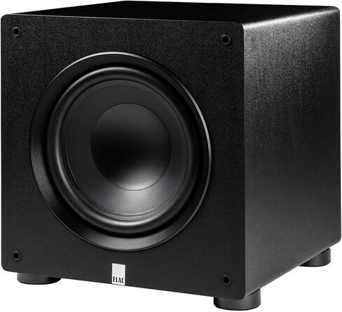 ELAC DBR62-BK - مكبرات صوت على رف الكتب مقاس 6.5 بوصة - باللون الأسود، زوج PS350-BK - مضخم صوت Varro Premium مقاس 12 بوصة بقدرة 350 وات مع تقنية EQ التلقائي in Kuwait