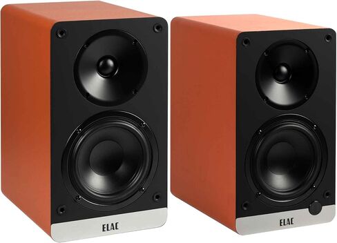 ELAC DCB41-OR - مكبرات صوت تعمل بالطاقة Debut ConneX مقاس 4.5 بوصة - برتقالي، زوج PS350-BK - مضخم صوت Varro Premium مقاس 12 بوصة بقوة 350 وات مع تقنية EQ التلقائي in Kuwait