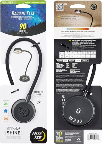 Nite Ize Radiant Flex Rechargeable Lamp - Rechargeable Lamp with Bendable Gooseneck - Magnetic Base for Hands-Free Illumination - Adjustable Brightness from Cool White to Amber - USB-C Charging in Saudi Arabia