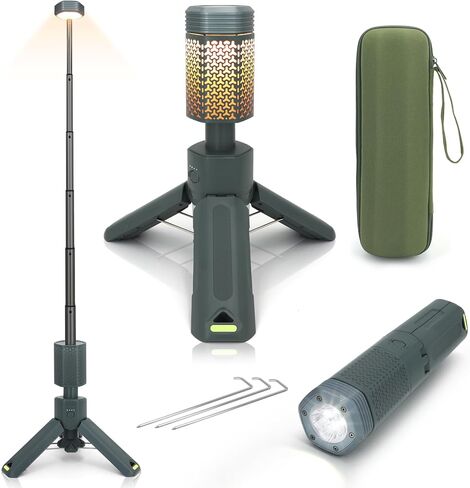 Telescopic Camping Lights,Portable Camping Lantern with Storage Bag,10500mAh Rechargeable Outdoor Adventure Emergency Light,Waterproof LED Work Lights with Magnetic (Gray) in Saudi Arabia