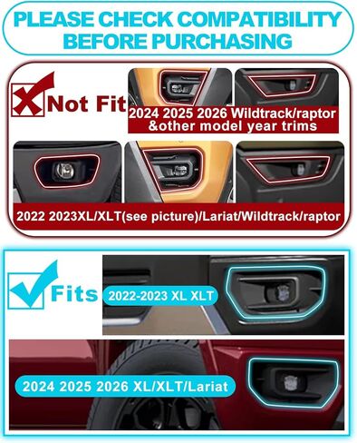 2 قطعة 55 واط مصابيح الضباب LED DRL لـ 2023 2024 2025 Ford Ranger Accessories ضوء النهار الجري مع إشارة الانعطاف المتسلسلة الكهرمانية والرسوم المتحركة لبدء التشغيل الأبيض (يناسب فقط xl/xlt/lariat) (DRL) in Kuwait