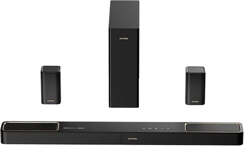 نظام صوت محيطي ULTIMEA 5.1.2 قناة للتلفزيون مع Dolby Atmos، وشريط صوت للتلفزيون الذكي مع مكبري صوت محيطيين، وشريط صوت للمسرح المنزلي، وBluetooth® 5.4، وHDMI eARC، وSkywave F40 (طراز جديد 2026) in Kuwait