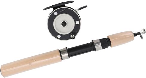 Asixxsix Ice Fishing Rod and Reel Combo, 65cm Compact Portable Fiberglass Design Smooth Rotation EVA Grip Ice Fishing Pole Combo, Mini Rods with Metal Reel for Trout Walleye Perch in Saudi Arabia